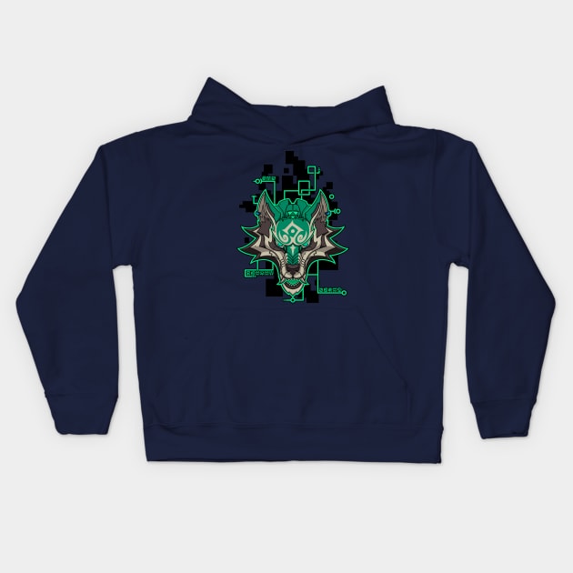 CyberWolf Hero Kids Hoodie by TheTeenosaur